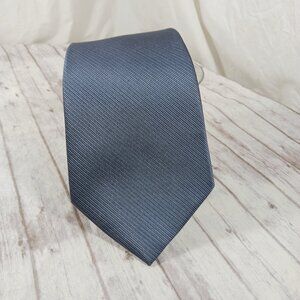 Giorgio Armani Men's Silk Necktie Gunmetal Gray-Blue Hairline Stripe Italy 59x4"